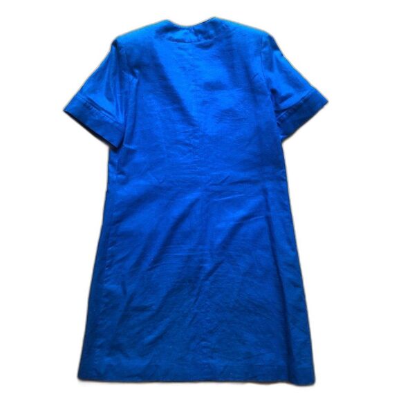 Vintage Button Front Midi Dress Size 10 Blue Statement Button Short Sleeve - Picture 6 of 9